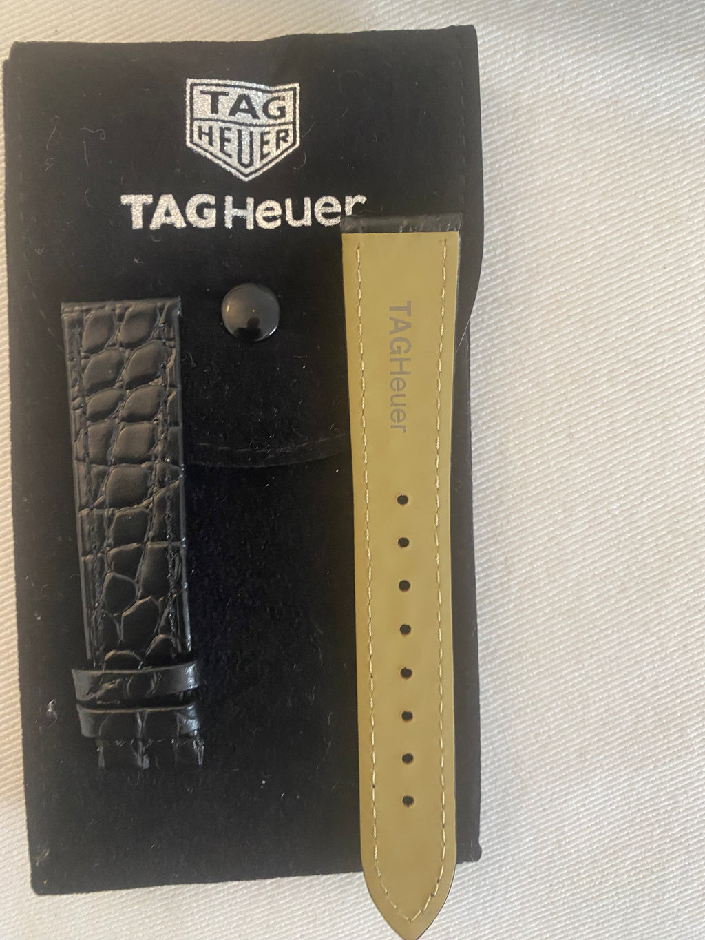 TAG HEUER 18mm Black Leather Strap